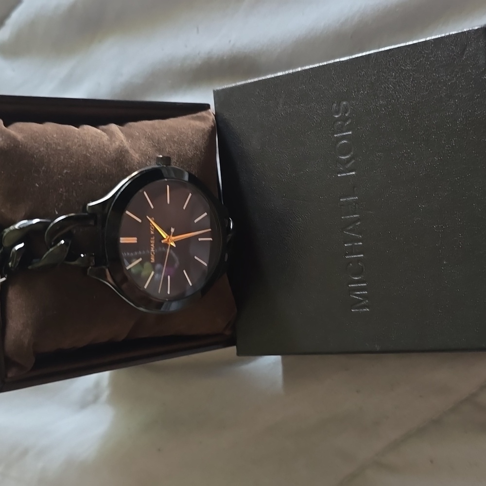 Michael Kors Slim Runway Black Dial Black Steel Strap Watch For Women - MK3317